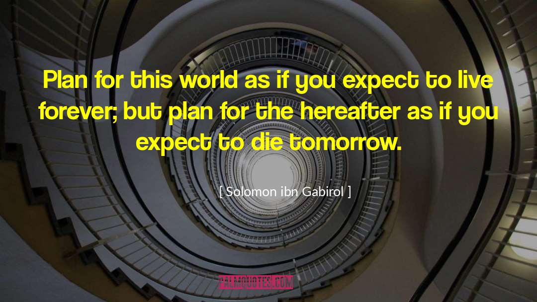 Solomon Ibn Gabirol Quotes: Plan for this world as