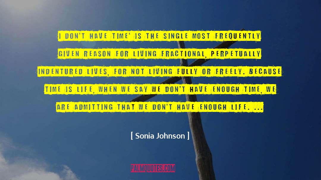 Sonia Johnson Quotes: I don't have time' is