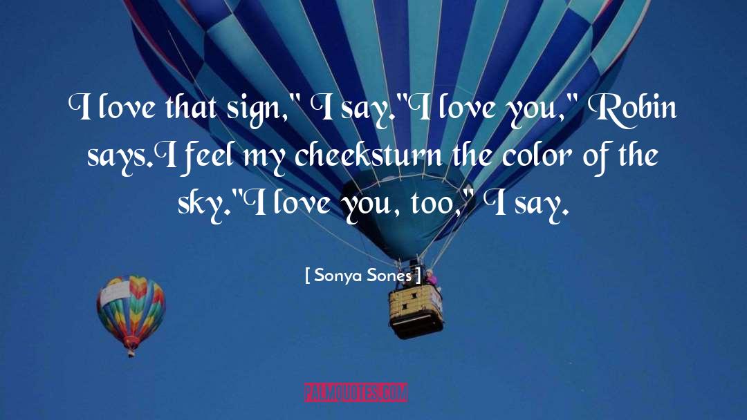 Sonya Sones Quotes: I love that sign,