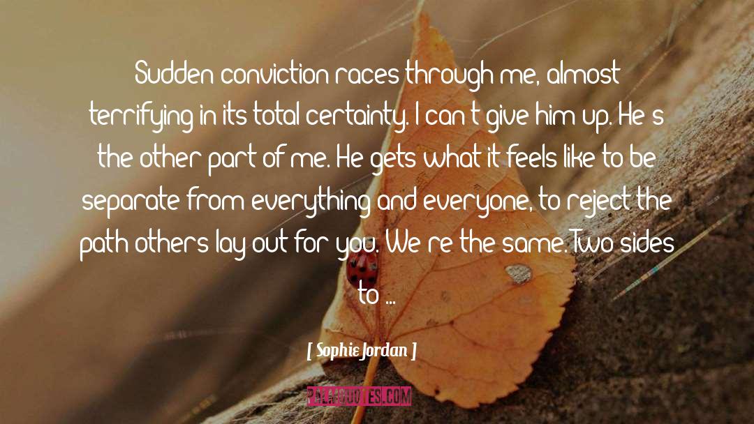Sophie Jordan Quotes: Sudden conviction races through me,