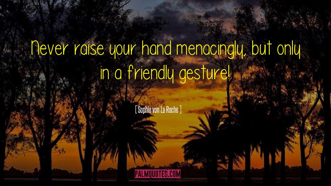Sophie Von La Roche Quotes: Never raise your hand menacingly,