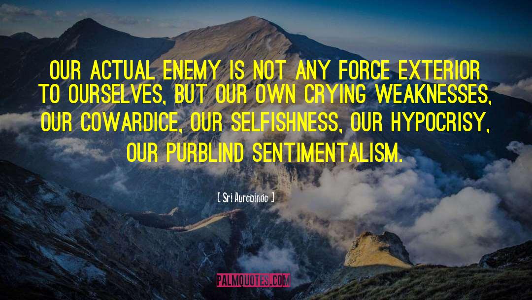 Sri Aurobindo Quotes: Our actual enemy is not