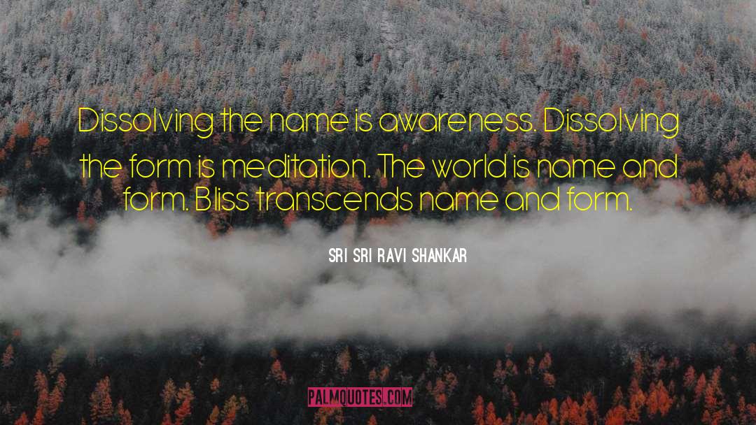 Sri Sri Ravi Shankar Quotes: Dissolving the name is awareness.