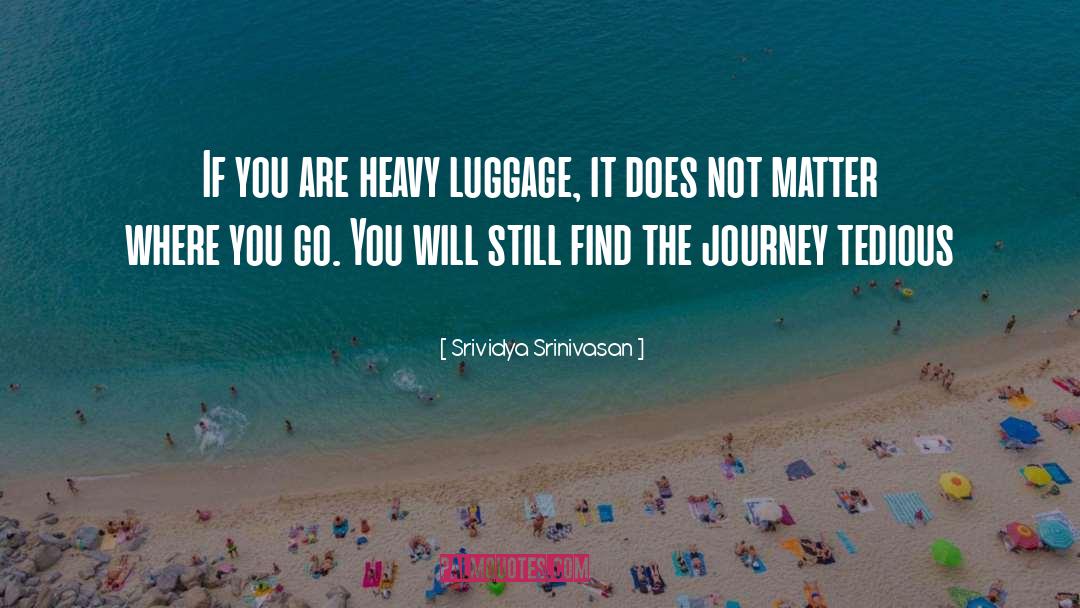 Srividya Srinivasan Quotes: If you are heavy luggage,