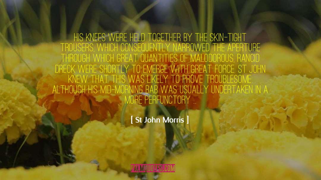 St John Morris Quotes: His knees were held together