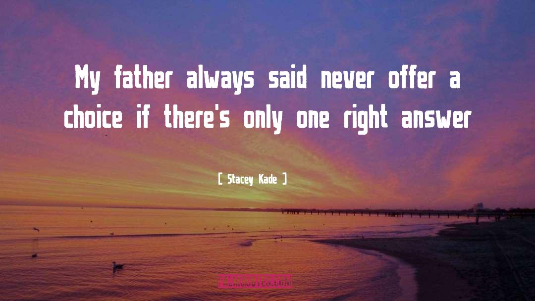 Stacey Kade Quotes: My father always said never