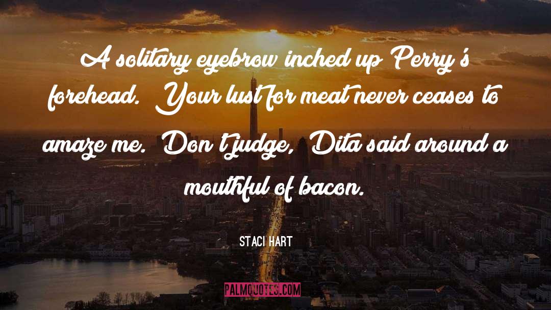 Staci Hart Quotes: A solitary eyebrow inched up
