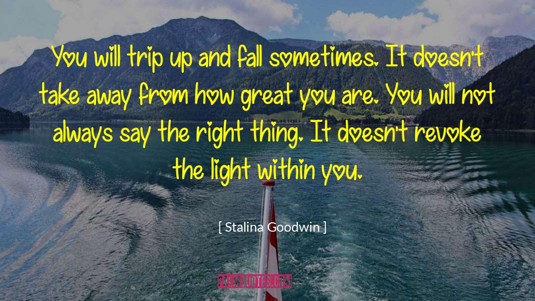 Stalina Goodwin Quotes: You will trip up and