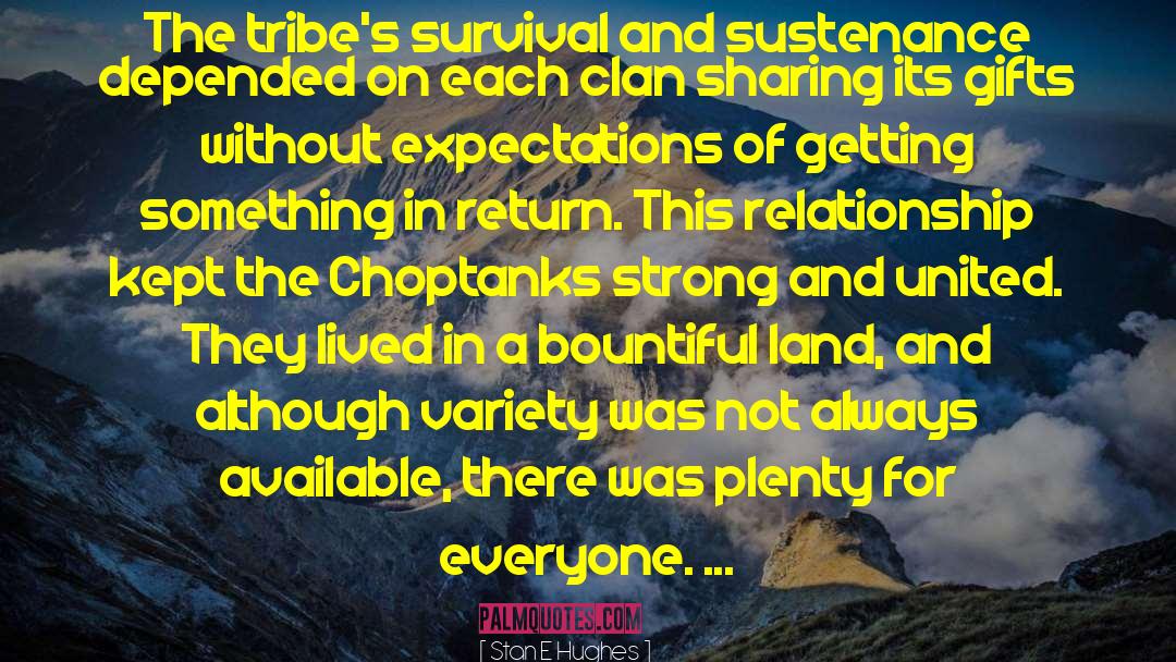 Stan E Hughes Quotes: The tribe's survival and sustenance