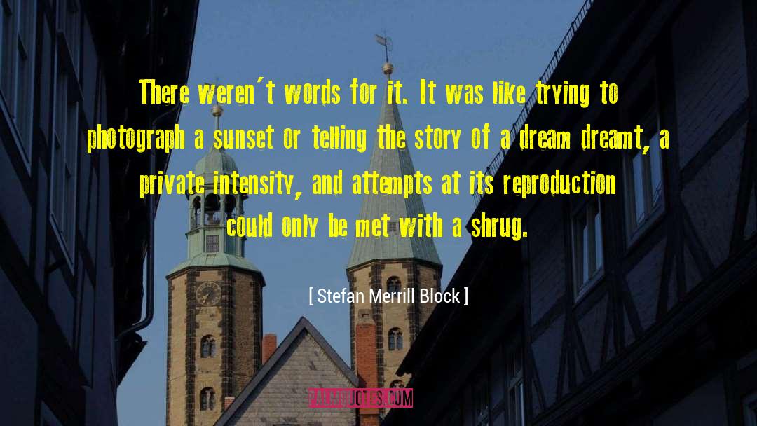 Stefan Merrill Block Quotes: There weren't words for it.