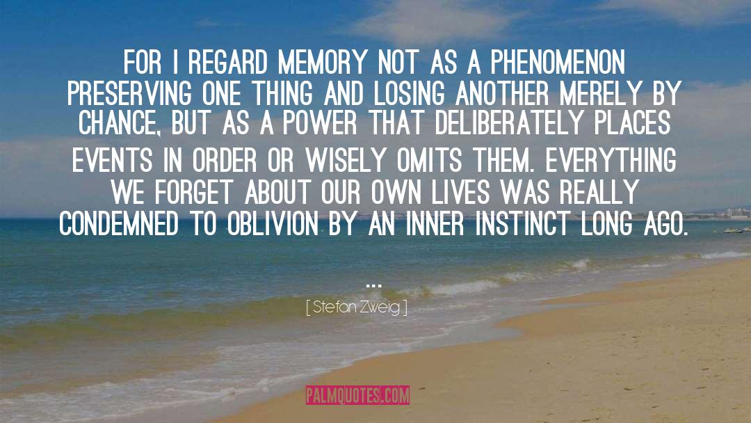 Stefan Zweig Quotes: For I regard memory not