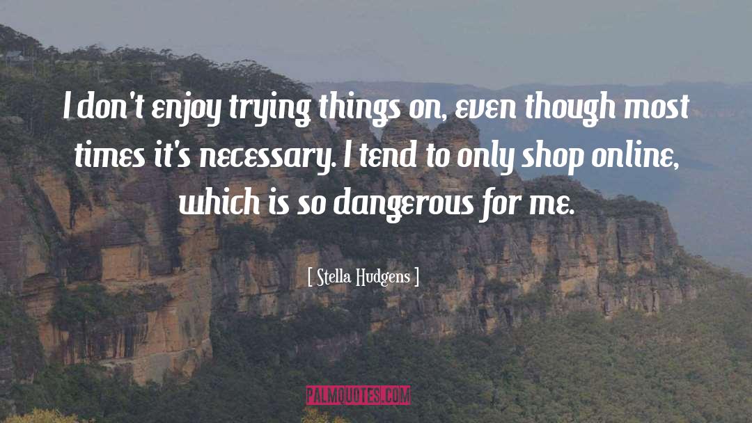 Stella Hudgens Quotes: I don't enjoy trying things