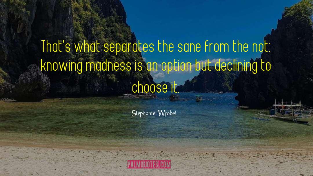 Stephanie Wrobel Quotes: That's what separates the sane