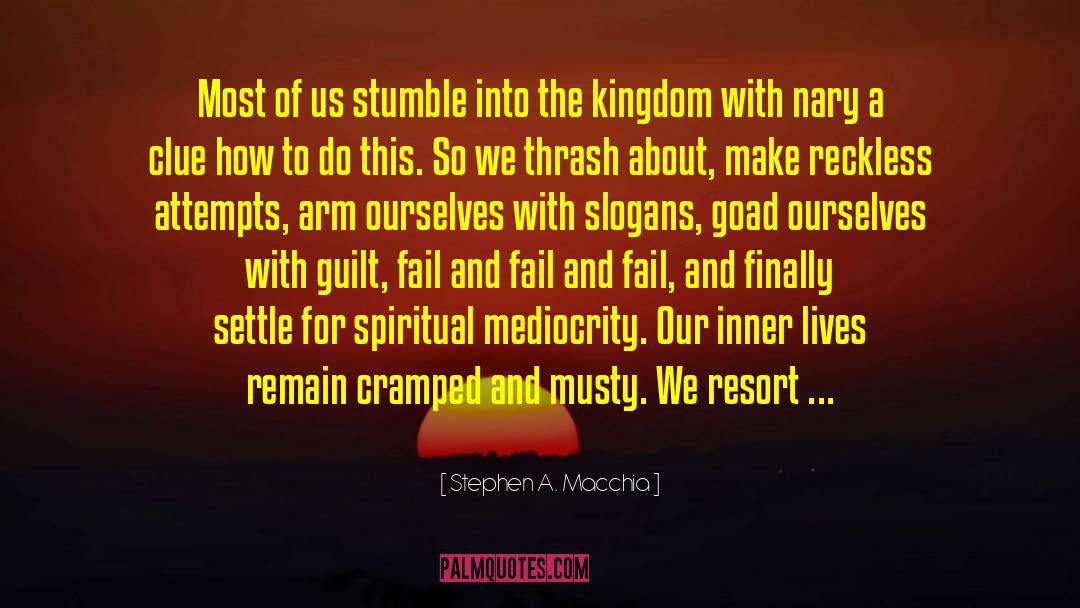 Stephen A. Macchia Quotes: Most of us stumble into