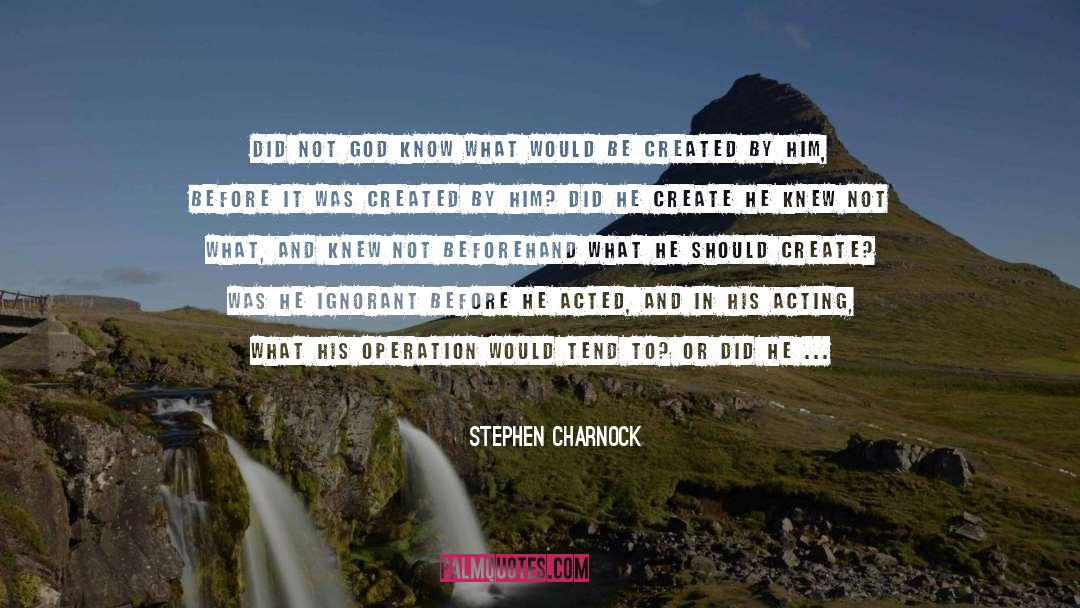 Stephen Charnock Quotes: Did not God know what