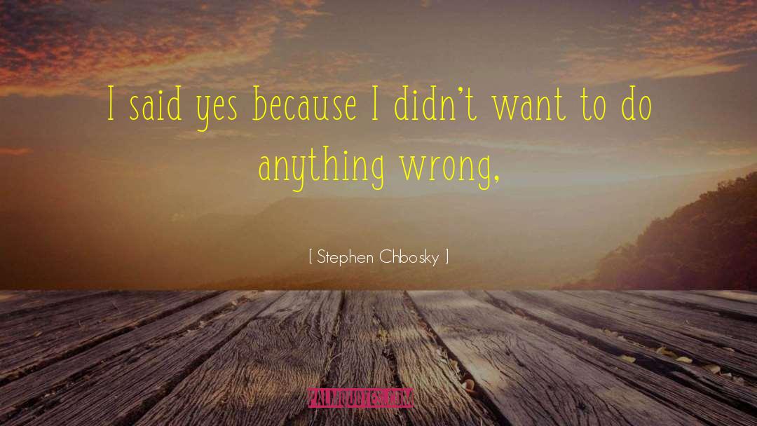 Stephen Chbosky Quotes: I said yes because I