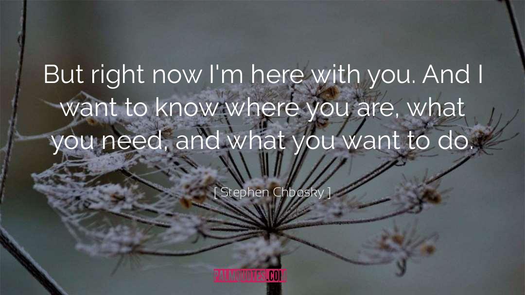 Stephen Chbosky Quotes: But right now I'm here