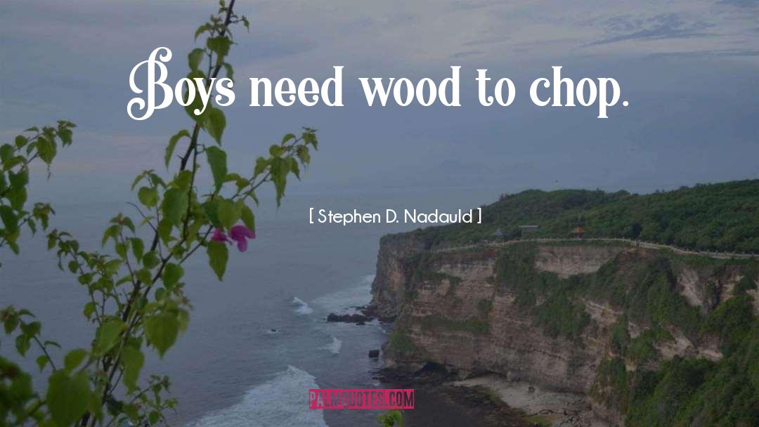 Stephen D. Nadauld Quotes: Boys need wood to chop.