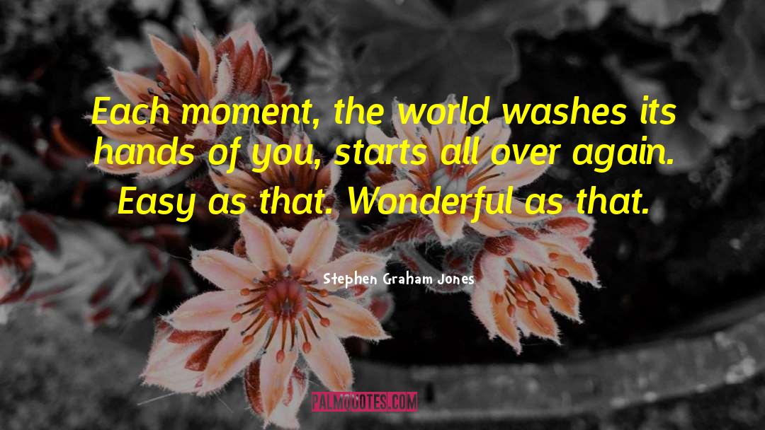 Stephen Graham Jones Quotes: Each moment, the world washes