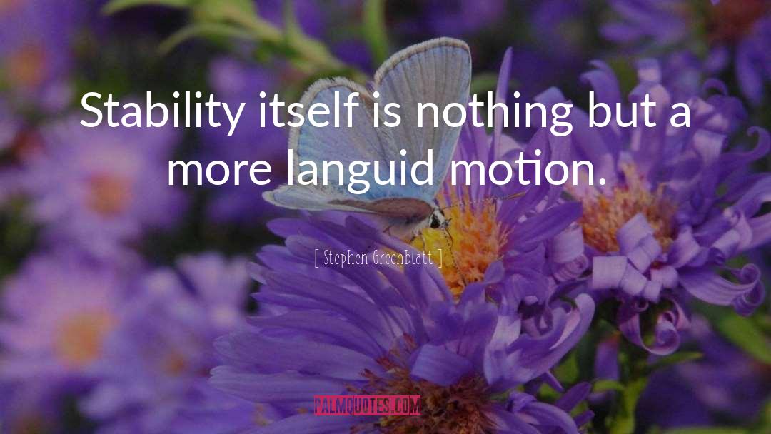 Stephen Greenblatt Quotes: Stability itself is nothing but