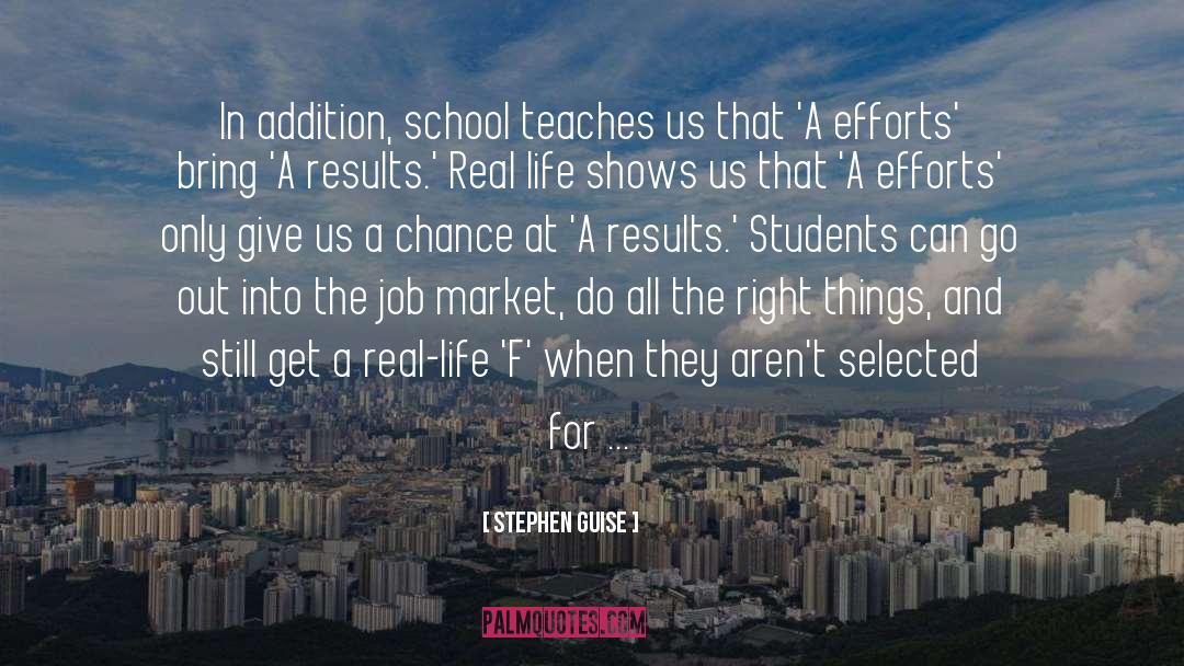 Stephen Guise Quotes: In addition, school teaches us