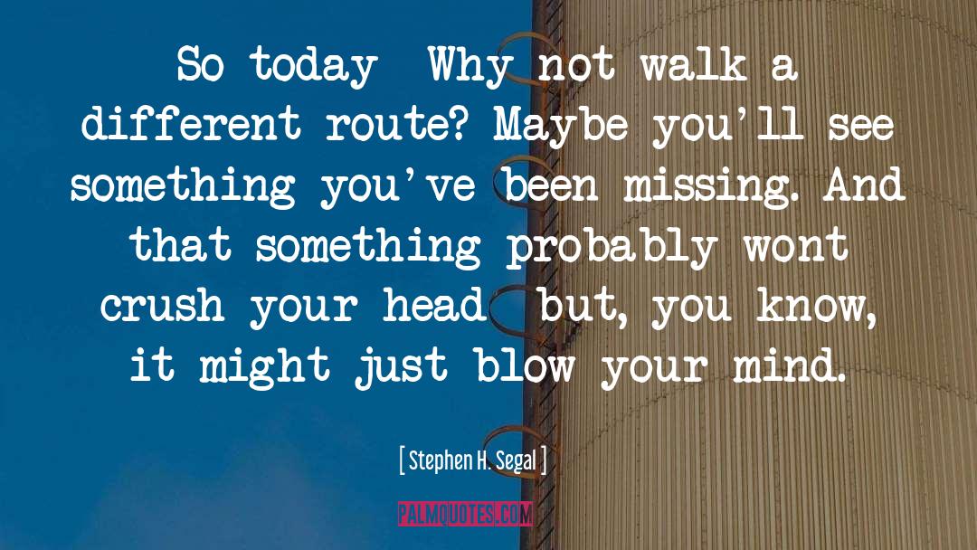Stephen H. Segal Quotes: So today- Why not walk
