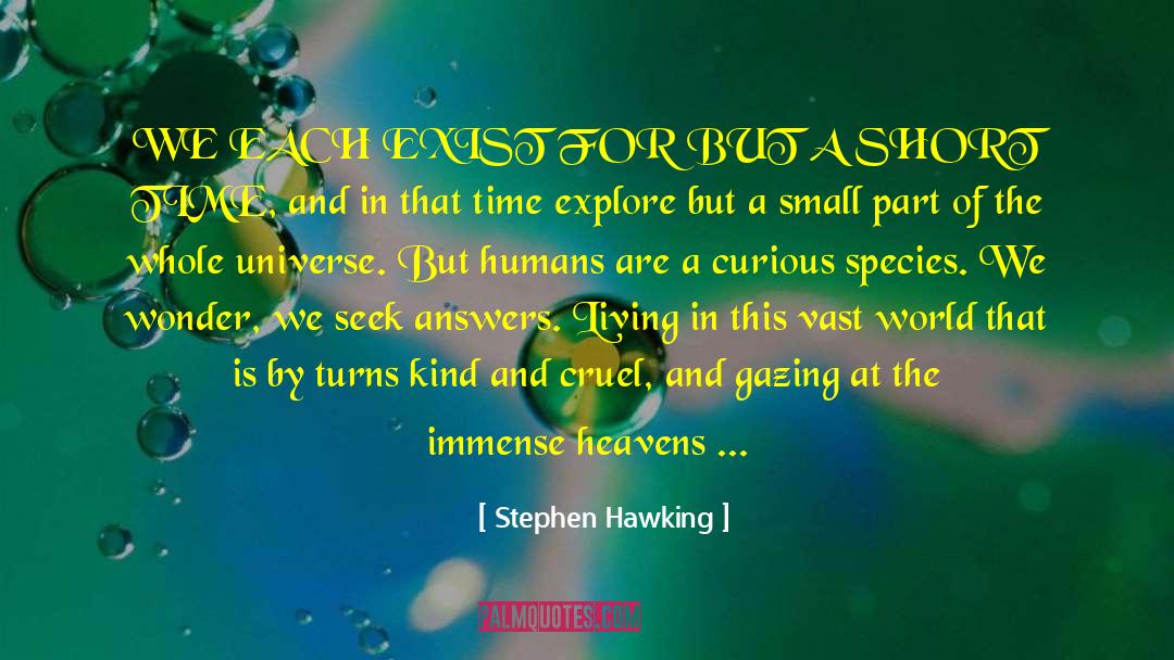 Stephen Hawking Quotes: WE EACH EXIST FOR BUT