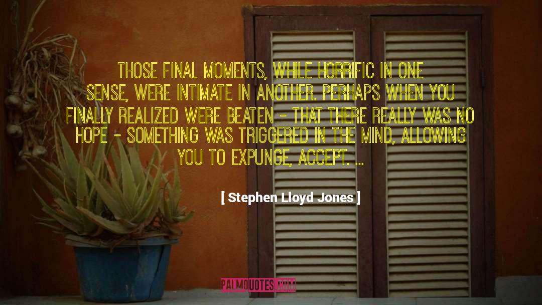 Stephen Lloyd Jones Quotes: Those final moments, while horrific