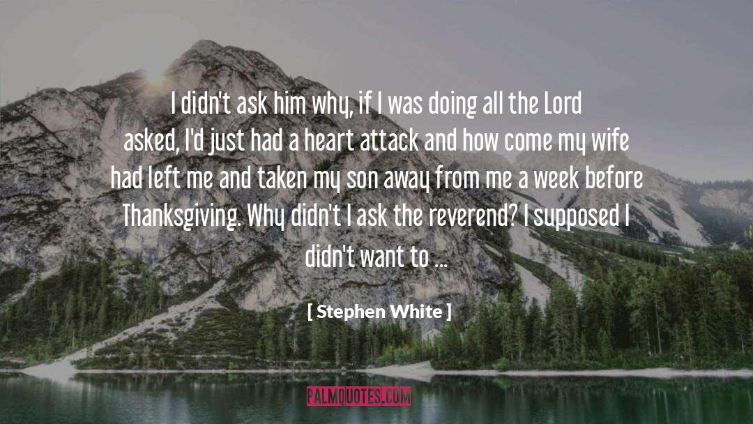 Stephen White Quotes: I didn't ask him why,