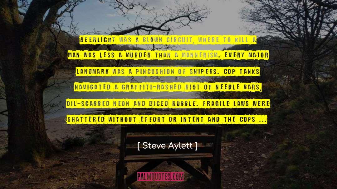 Steve Aylett Quotes: Beerlight was a blown circuit,