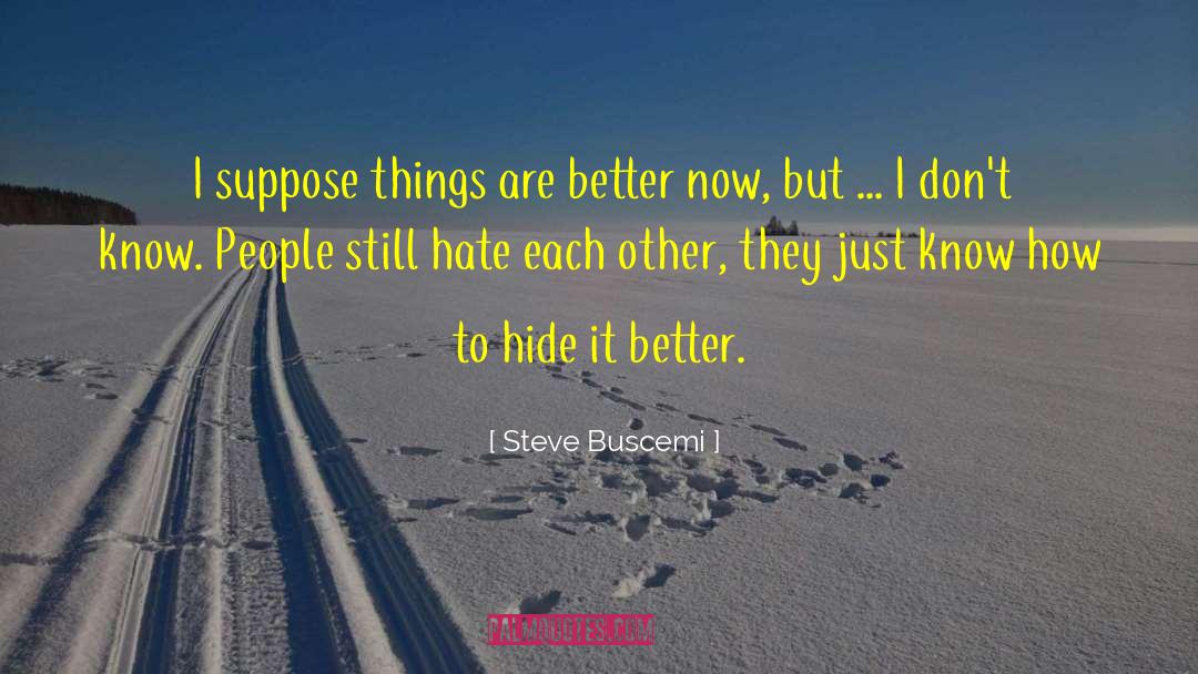 Steve Buscemi Quotes: I suppose things are better