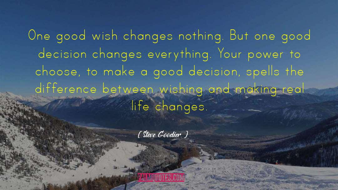 Steve Goodier Quotes: One good wish changes nothing.