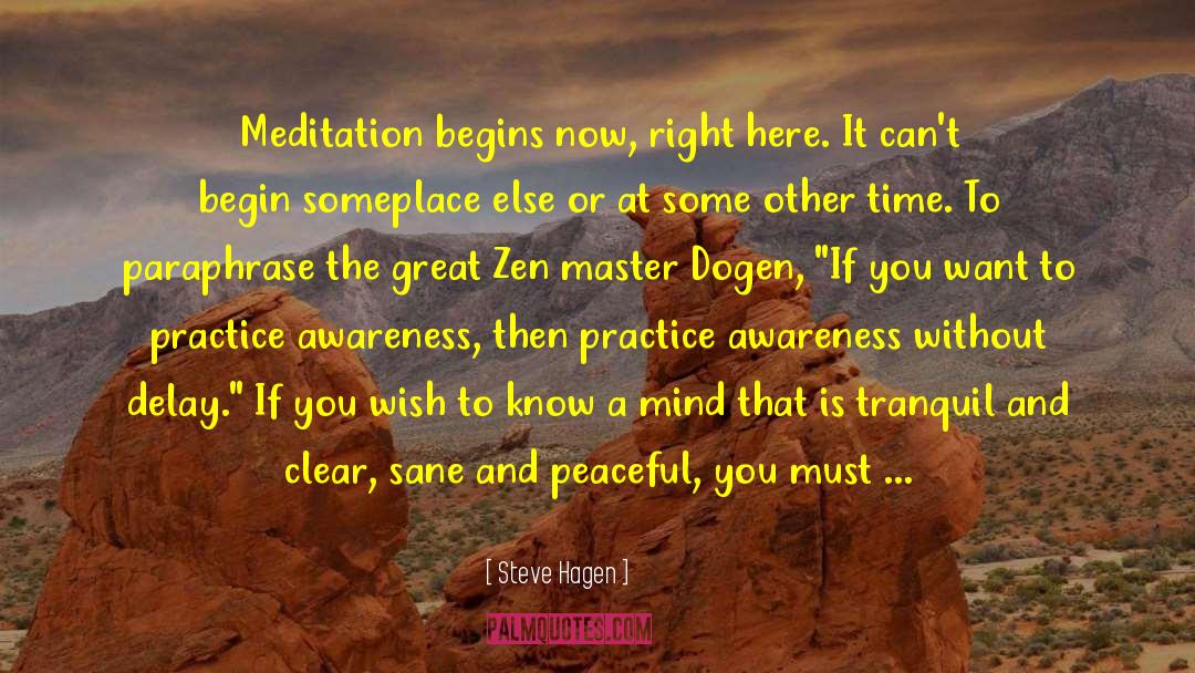 Steve Hagen Quotes: Meditation begins now, right here.
