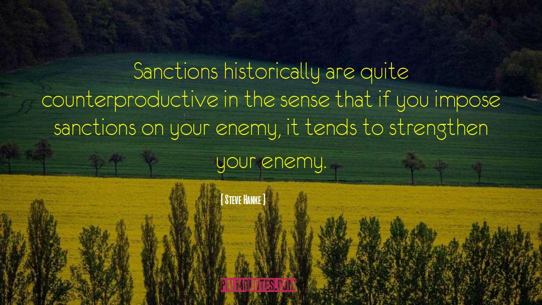 Steve Hanke Quotes: Sanctions historically are quite counterproductive