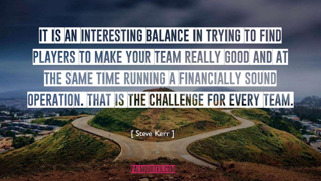 Steve Kerr Quotes: It is an interesting balance