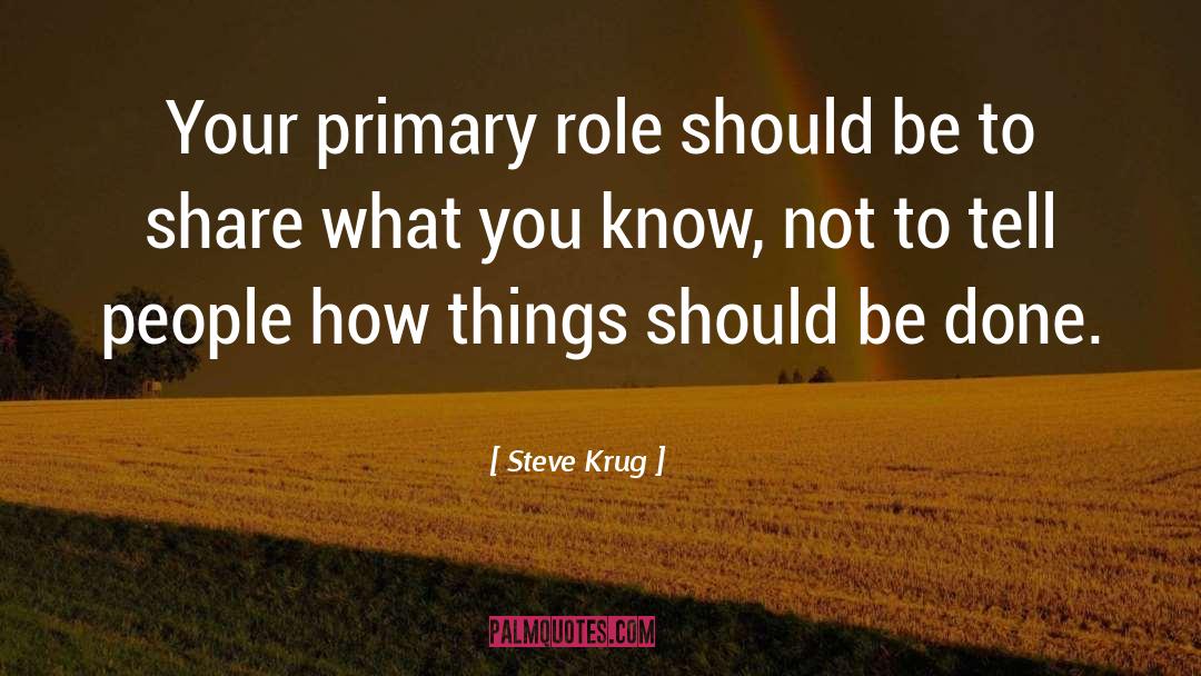 Steve Krug Quotes: Your primary role should be