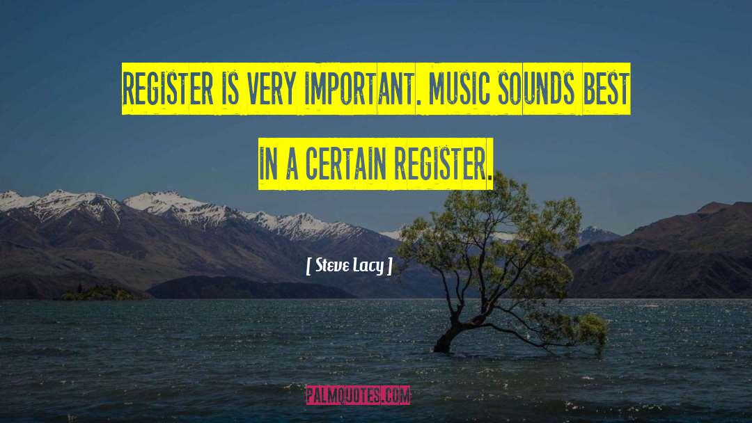 Steve Lacy Quotes: Register is very important. Music