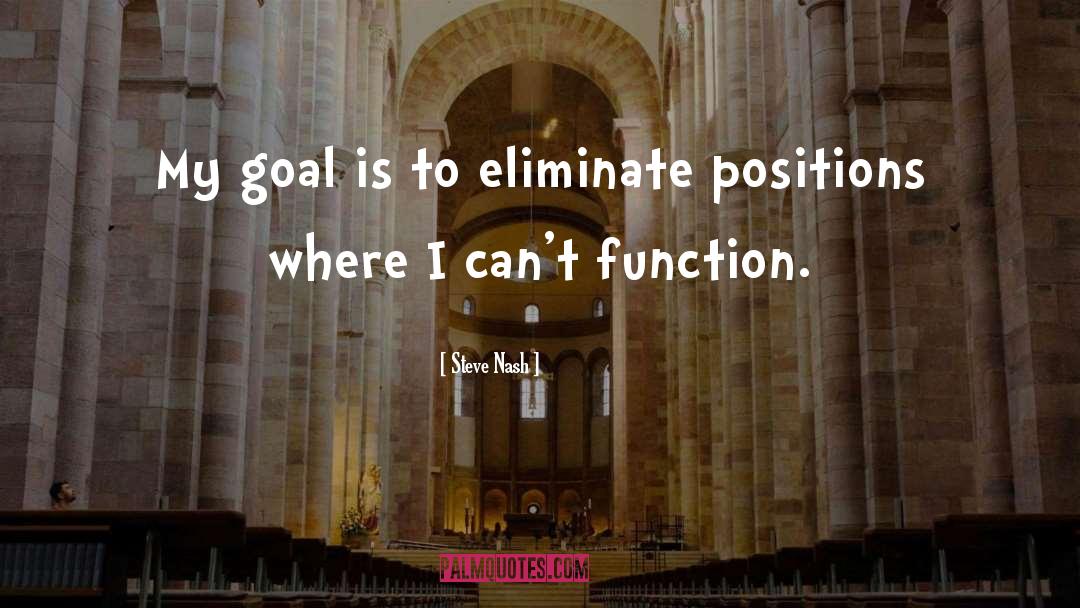 Steve Nash Quotes: My goal is to eliminate