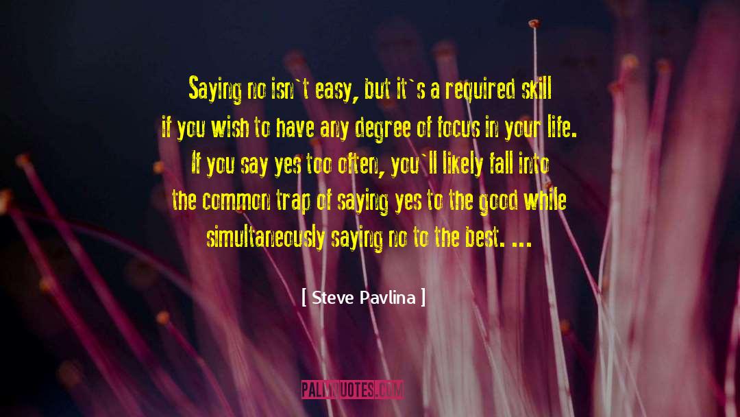 Steve Pavlina Quotes: Saying no isn't easy, but