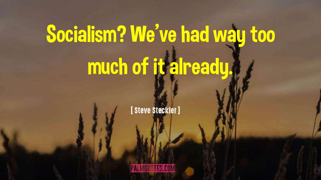 Steve Steckler Quotes: Socialism? We've had way too