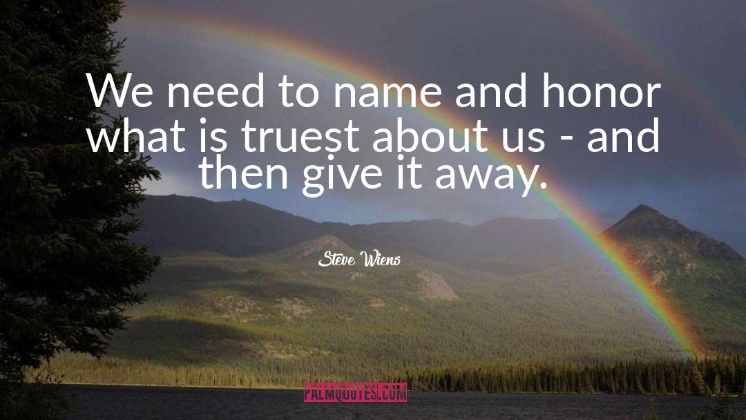 Steve Wiens Quotes: We need to name and