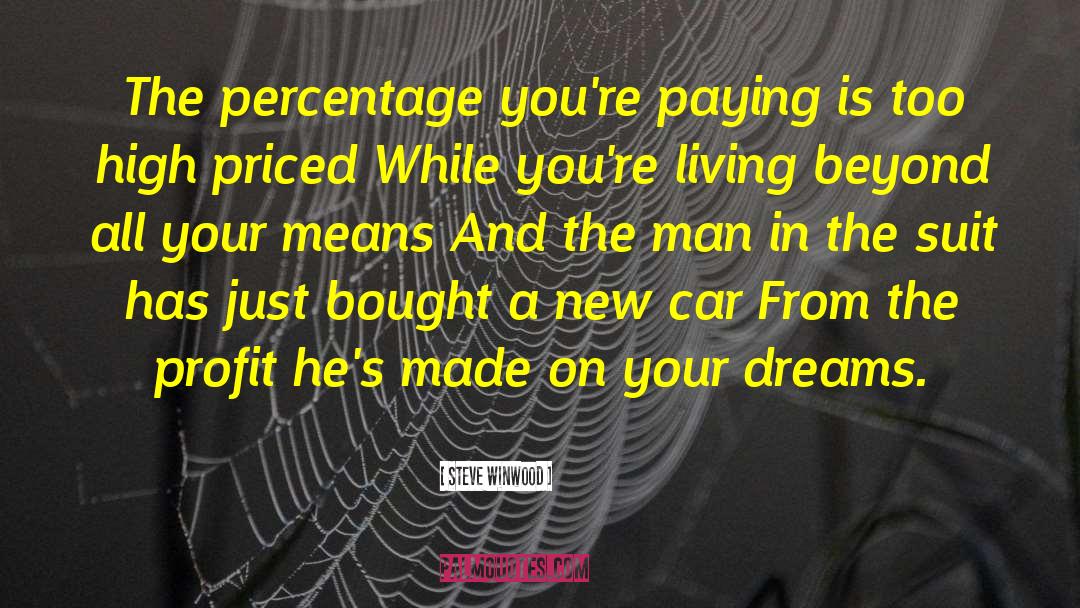 Steve Winwood Quotes: The percentage you're paying is