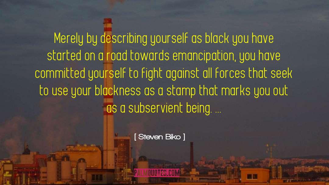 Steven Biko Quotes: Merely by describing yourself as