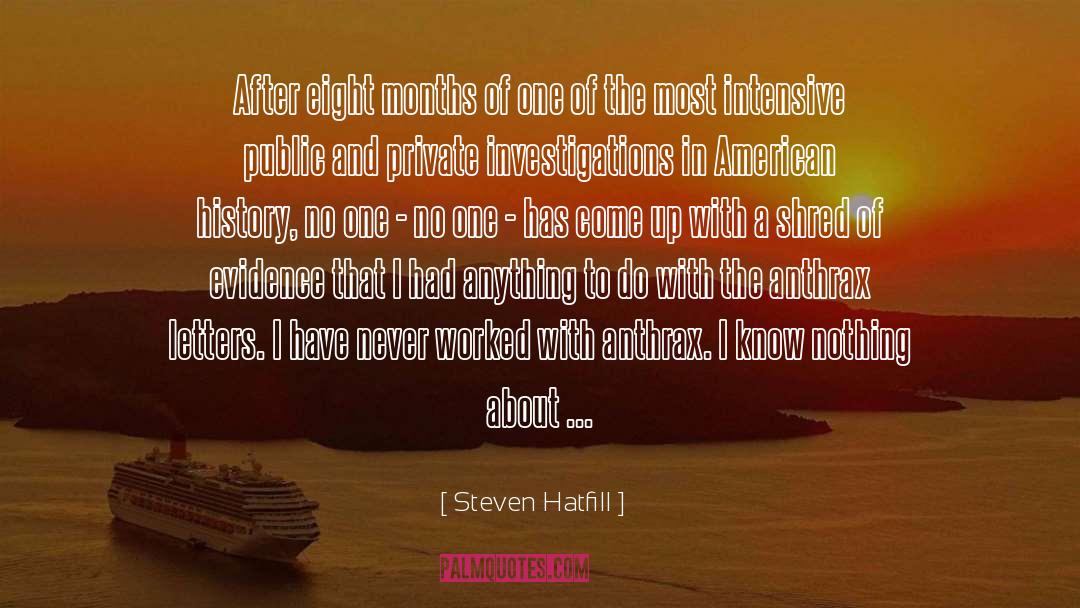 Steven Hatfill Quotes: After eight months of one