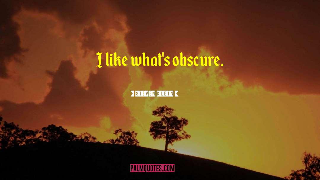 Steven Klein Quotes: I like what's obscure.