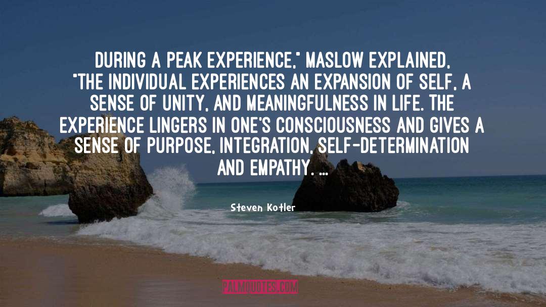 Steven Kotler Quotes: During a peak experience,