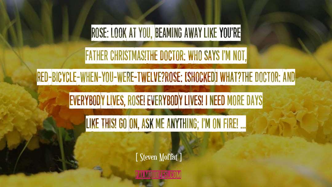 Steven Moffat Quotes: Rose: Look at you, beaming