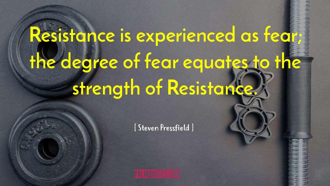 Steven Pressfield Quotes: Resistance is experienced as fear;