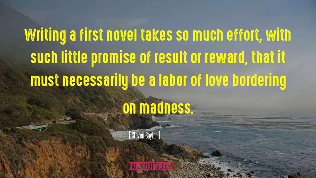 Steven Saylor Quotes: Writing a first novel takes