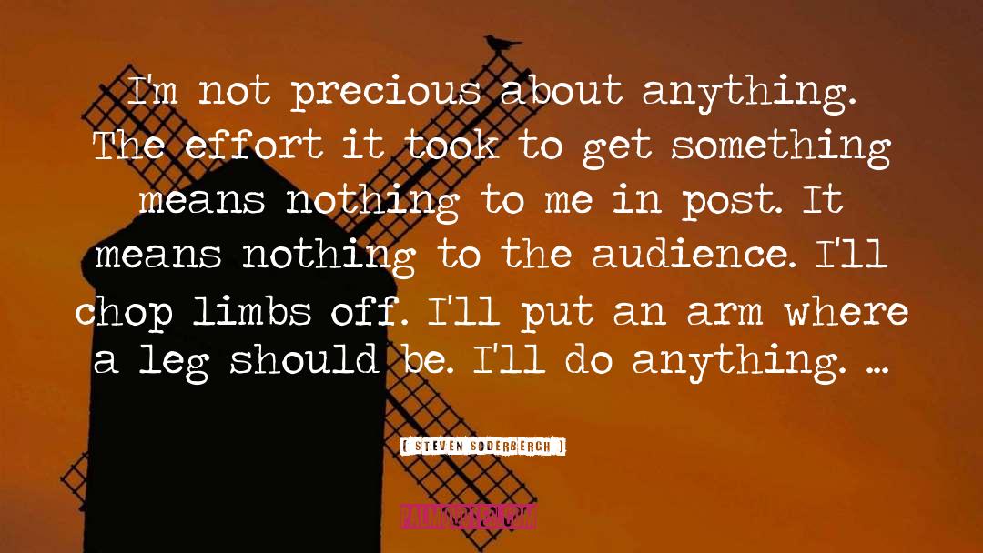 Steven Soderbergh Quotes: I'm not precious about anything.